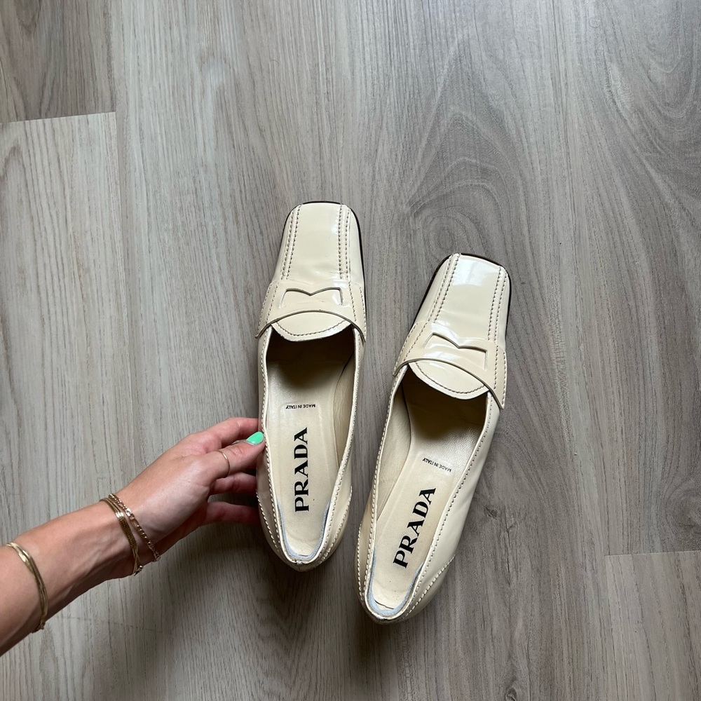 Most amazing vintage ivory Prada loafers